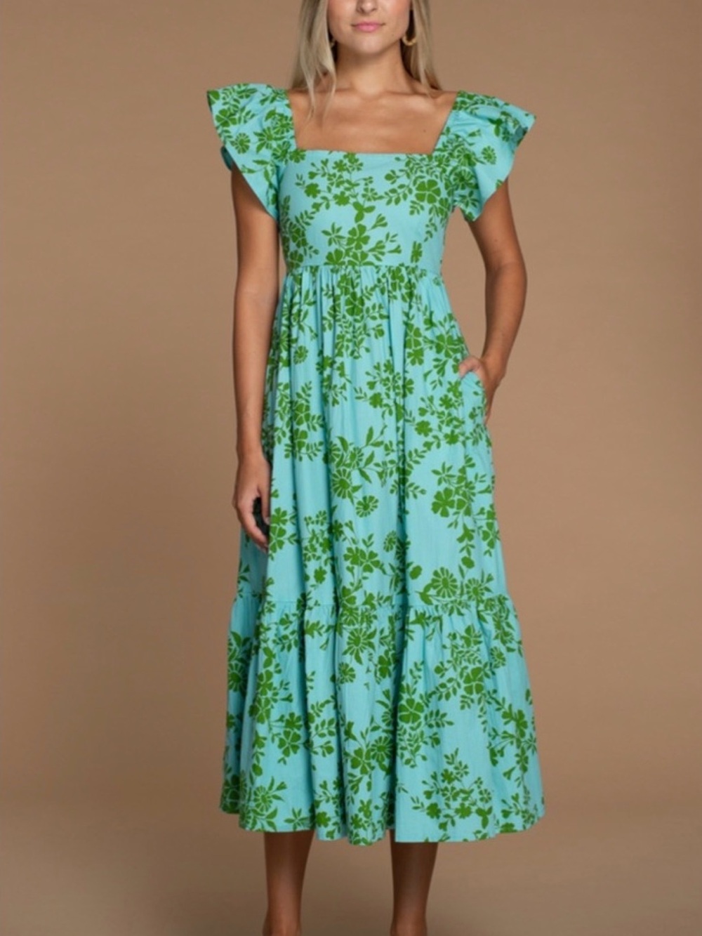 Olivia James The Label Brooke Dress – XS – Cottage Vine Blue & Green – Like New